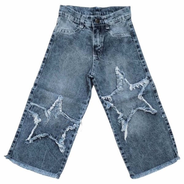 Art 1805-1 / Jean Wild Leg Ancho Jean Rigido con aplique Nevado - talle 6 al 16