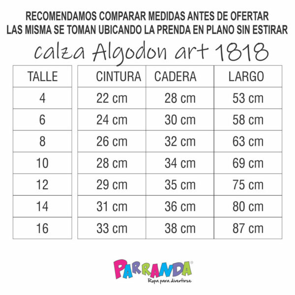 Art 1818 / Calzas de Algodon con Lycra - talle 4 al 16 - Image 6