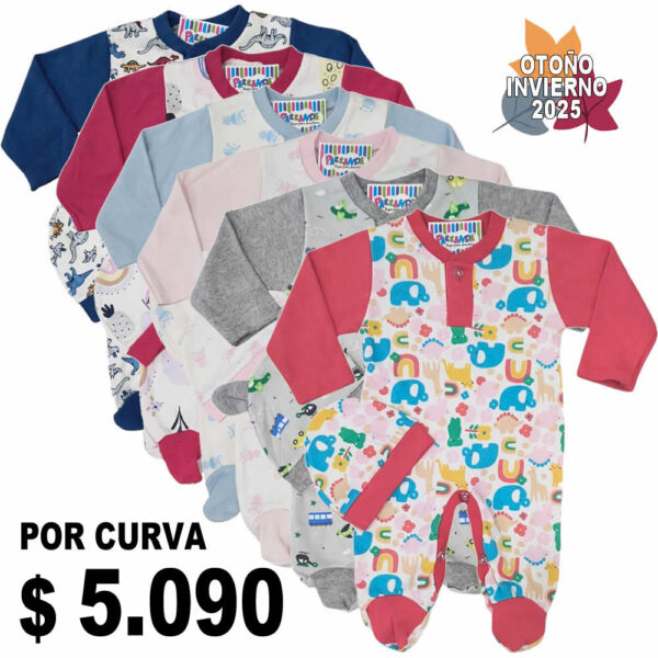 Art 1722 / Entero Estampado de Algodon con gorrito talle 0 al 3