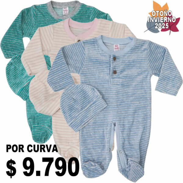 Art 1723 / Entero de Plush Pañalero con Gorrito talle 1 2 3