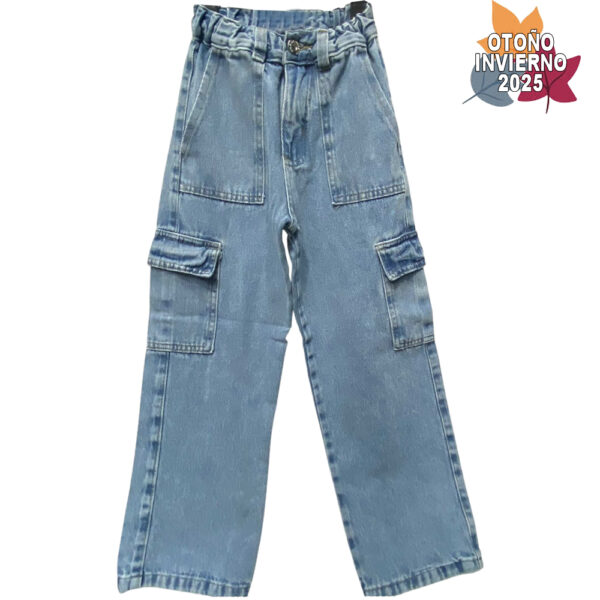 Art 1825 / Jean Mom Cargo Nena - talle 4 al 16