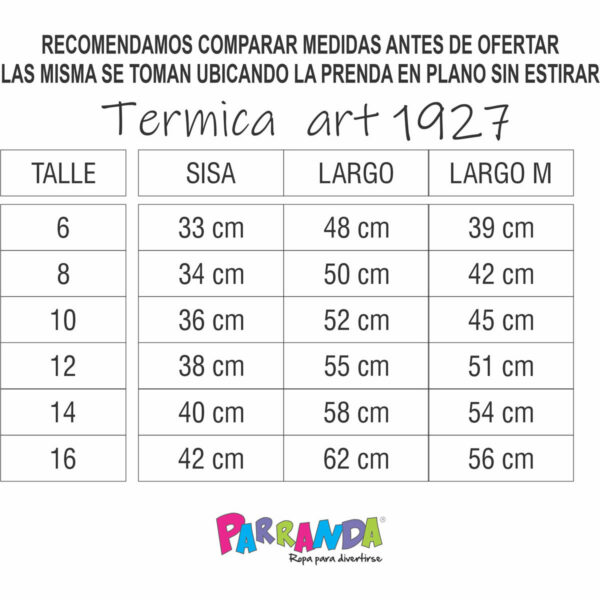 Art 1927 / Camiseta Termica Frizada UNISEX - talle 6 al 16 - Image 5