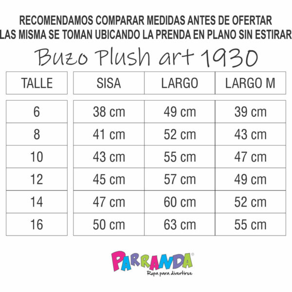 Art 1930 / Buzo Plush Bi Faz Super Suaves- talle 6 al 16 - Image 6
