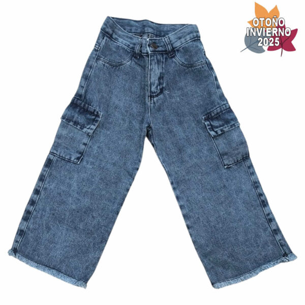 Art 1807-2 / Jean Wild Leg Ancho Jean Rigido Cargo Azul - talle 6 al 16