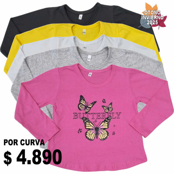 Art 1809-1 / Remeras de Algodón con brillo Anchas talle 4 al16