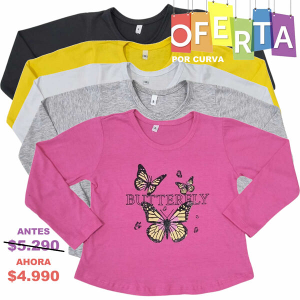 Art 1809-1 / Remeras de Algodón con brillo Anchas talle 4 al16