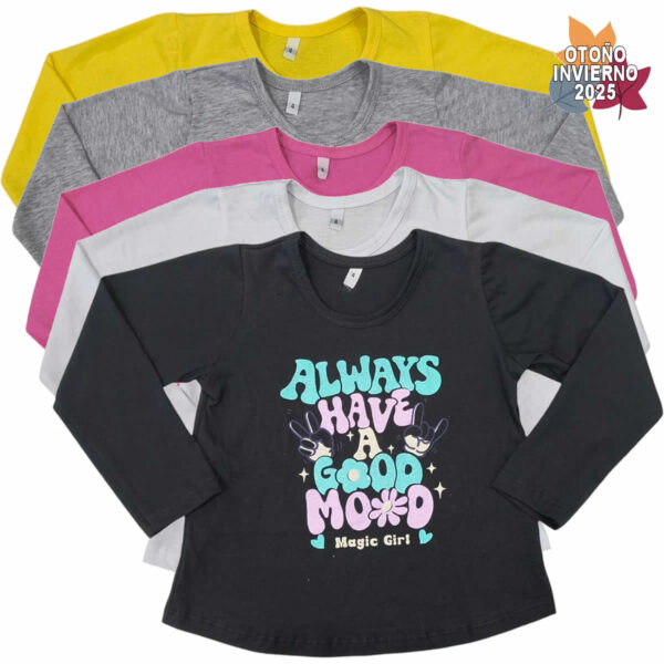 Art 1809-4 / Remeras de Algodón con brillo Anchas talle 4 al16