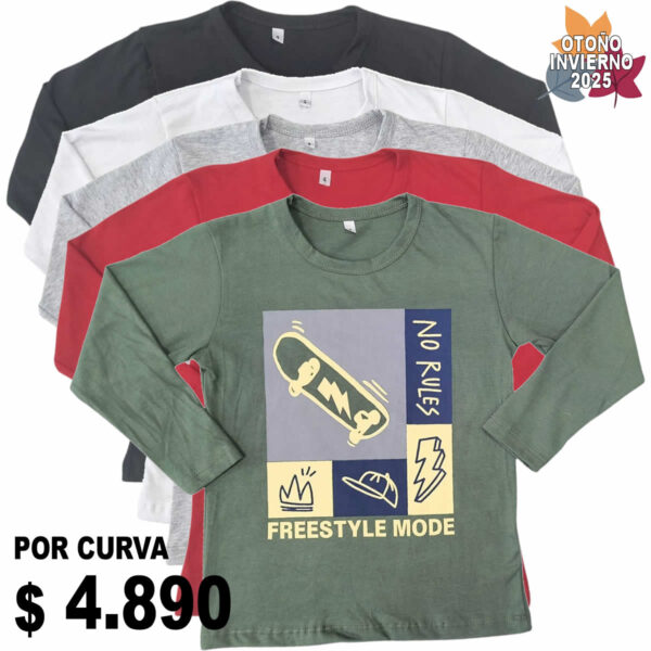 Art 1913-1 / Remeras de Algodon con Estampa - Talle 4 AL 16