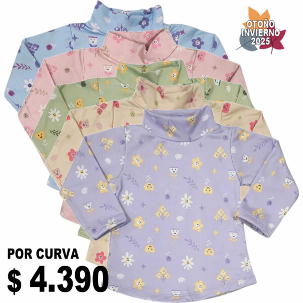 Art 1729 / Media Polera Beba de Algodon Soft Frizado - talle 2 al 6