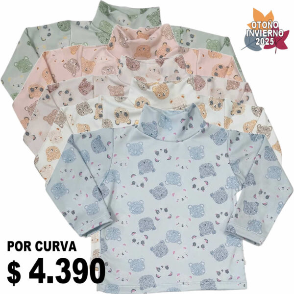 Art 1730 / Media Polera Bebe de Algodon Soft Frizado - talle 2 al 6