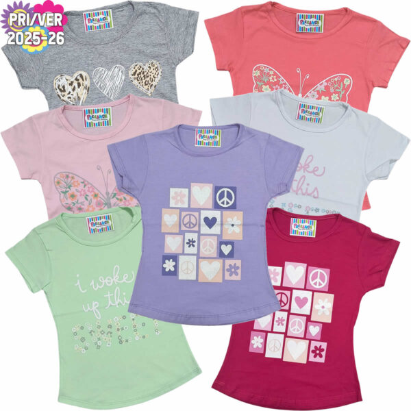 Art 2213-1 / Remeras de Algodón Peinado Con Estampa y Brillo Talle 4 al 16