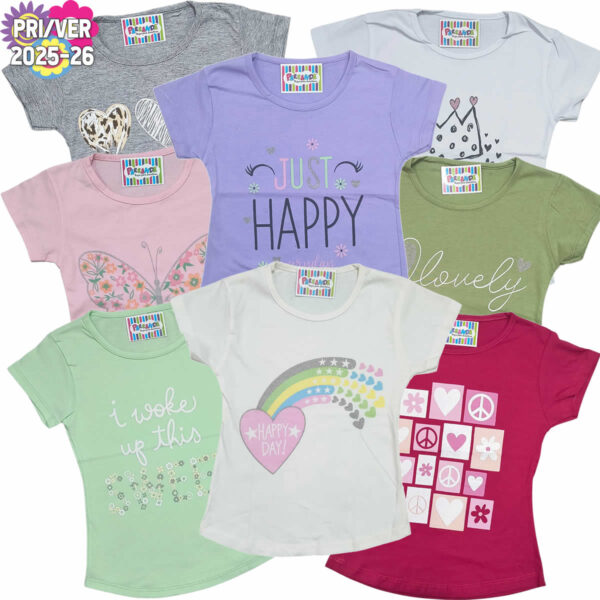 Art 2213-1 / Remeras de Algodón Peinado Con Estampa y Brillo Talle 4 al 16