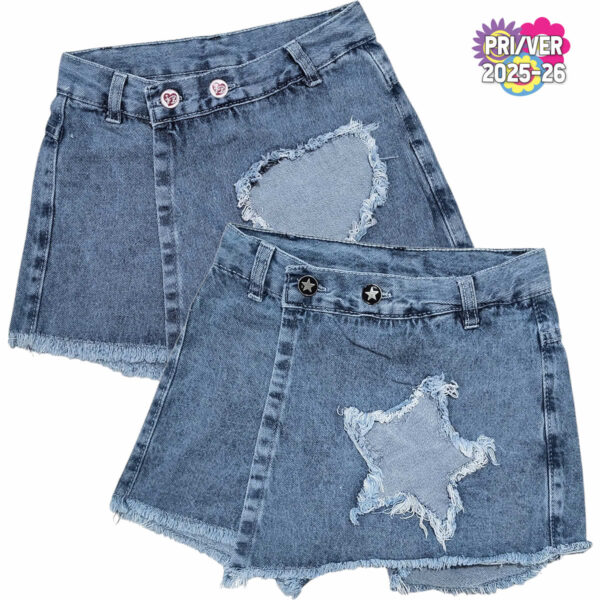 Art 2220 / Short Pollera Estrella y Corazon Talle 6 al 16