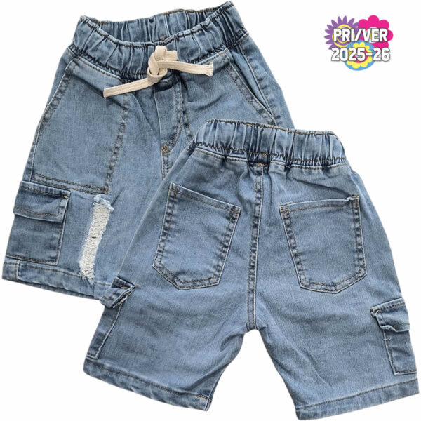 Art 2307 / Bermuda Cargo Raspon Jean Semi elastizado Talle 6 al 16