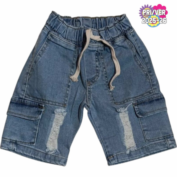 Art 2307 / Bermuda Cargo Raspon Jean Semi elastizado Talle 6 al 16