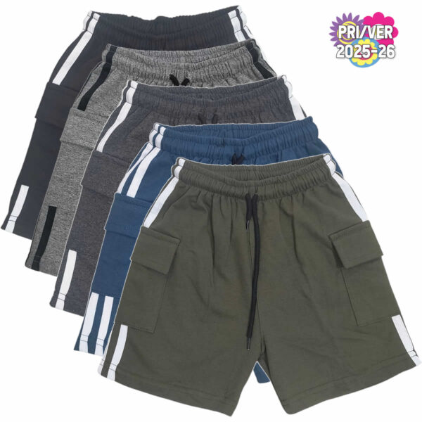Art 2313 / Short Cargo de Algodon Rustico con 2 Tiras Talle 6 al 16