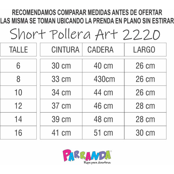 Art 2220 / Short Pollera Estrella y Corazon Talle 6 al 16 - Image 5