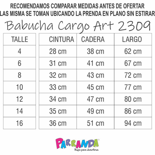 Art 2309 / Babucha  de Algodón Rustico Talle 4 al 16 - Image 6