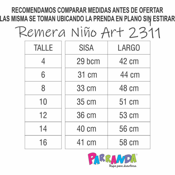 Art 2311 / Remeras de Wafle Lisas Talle 4 al 16 - Image 7