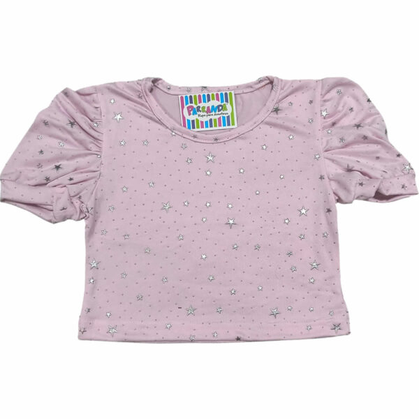 Art 2219 / Remera Top Manga Princesa Modal Soft con Brillos talle 4 al 16 - Image 4