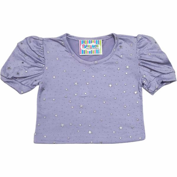Art 2219 / Remera Top Manga Princesa Modal Soft con Brillos talle 4 al 16 - Image 2