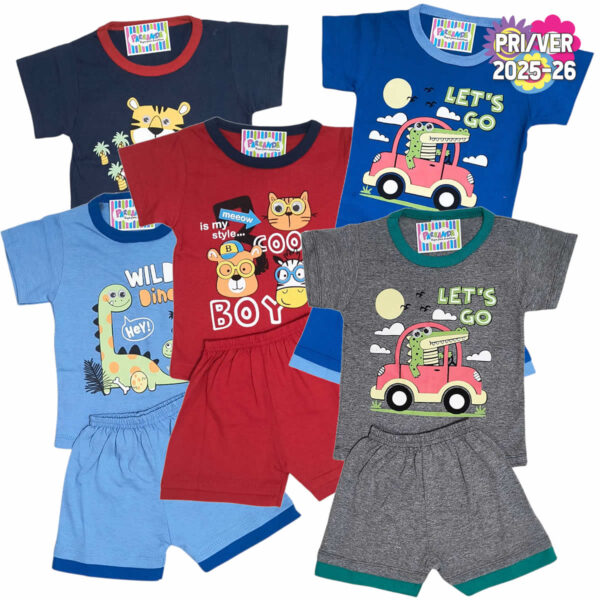 Art 2112 / Conjunto Remera y Short de Algodon con Ojitos - talle 2 al 6