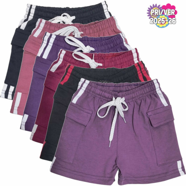 Art 2233 / Short Cargo de Algodon Rustico Tira Blanca - Talle 4 al 16