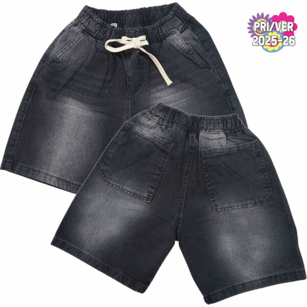 Art 2318 / Bermuda Jogger Jean Negro Juvenil Talle 8 al 18