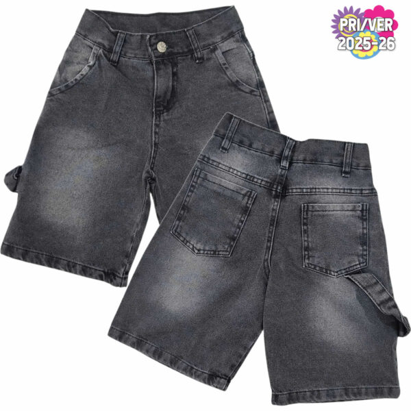 Art 2319 / Bermuda Baggie Amplia Jean Negro Rigido Talle 6 al 16
