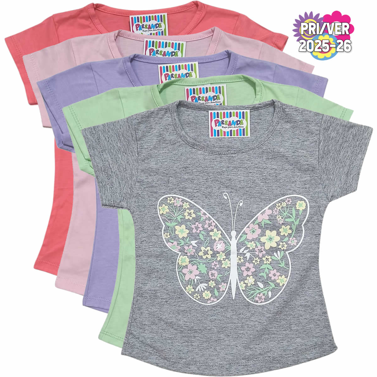 Art 2213-2 / Remeras de Algodón Peinado Con Estampa y Brillo Talle 4 al 16