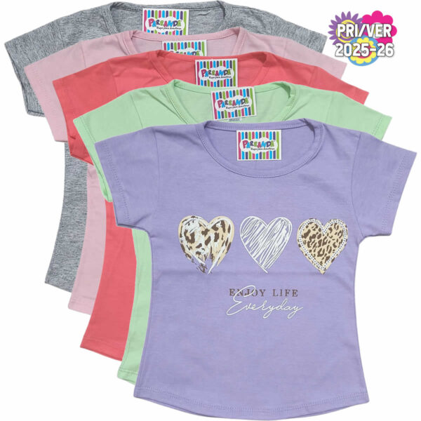 Art 2213-3 / Remeras de Algodón Peinado Con Estampa y Brillo Talle 4 al 16