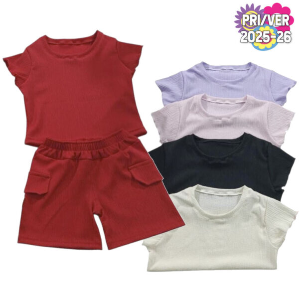 Art 2440 / Conjunto Remera y Short Tela Hawai  - Talle 6 al 16