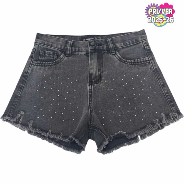 Art 2242 / Short Jean Gris Niña con Strass Talle 4 al 16