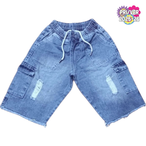Art 2322 / Bermuda Jogger Jean Cargo con Rotura  Talle 6 al 16