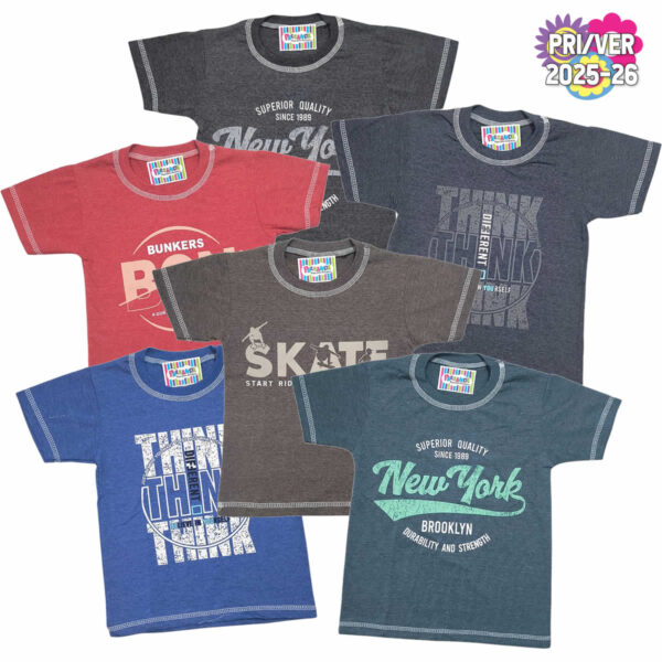 Art 2324 / Remeras  de Algodón Jaspeado con Estampa Talle 4 al 16