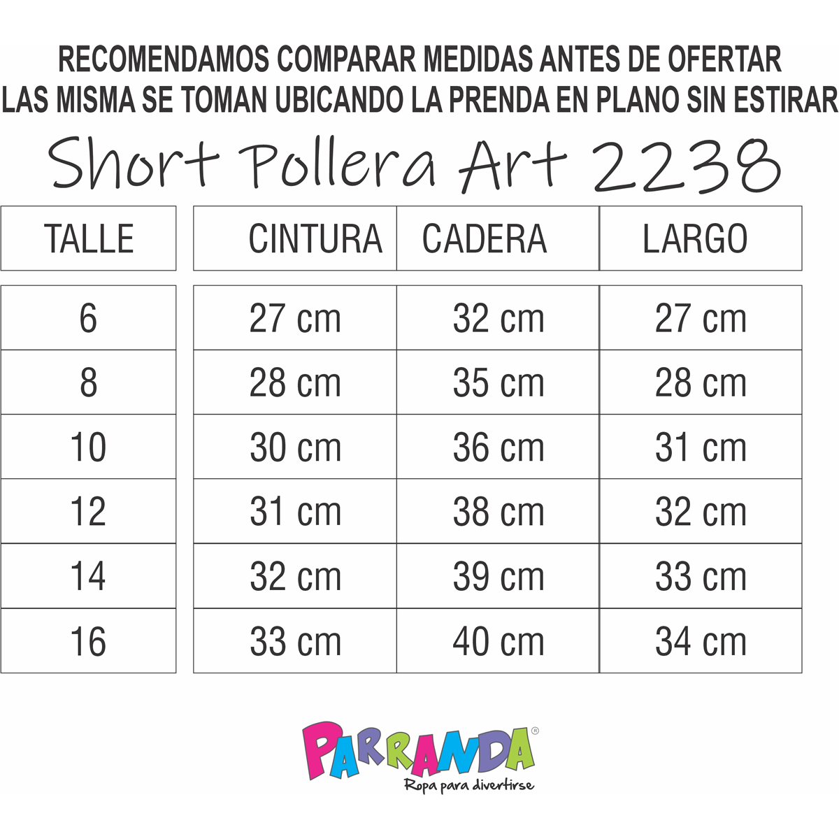 Art 2238 / Short Pollera de Algodon Rustico - Talle 6 al 16 - Image 12