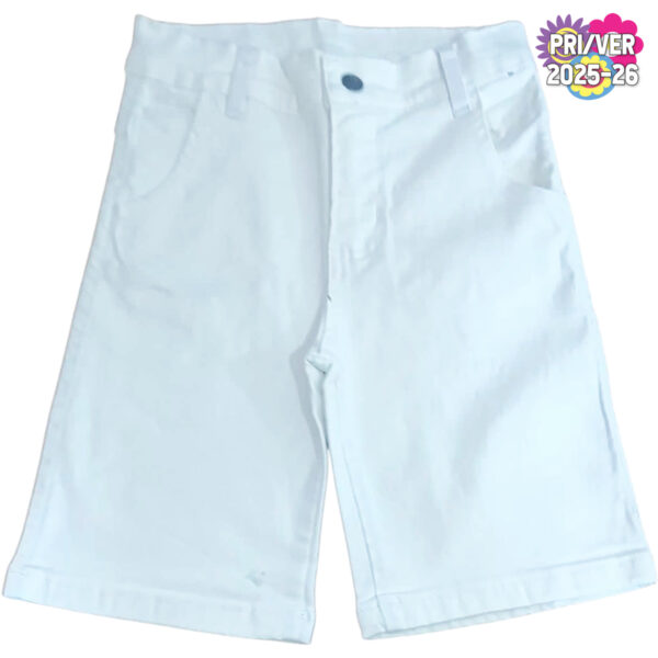 Art 2326 / Bermuda Baggie Amplia Jean Elastizado Blanco Talle 6 al 16