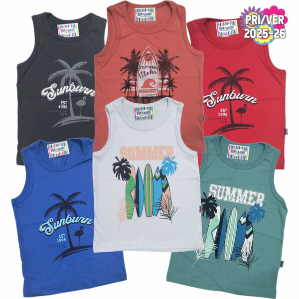 Art 2328 / Musculosas de Algodón Peinado con Estampa - talle 4 al 16