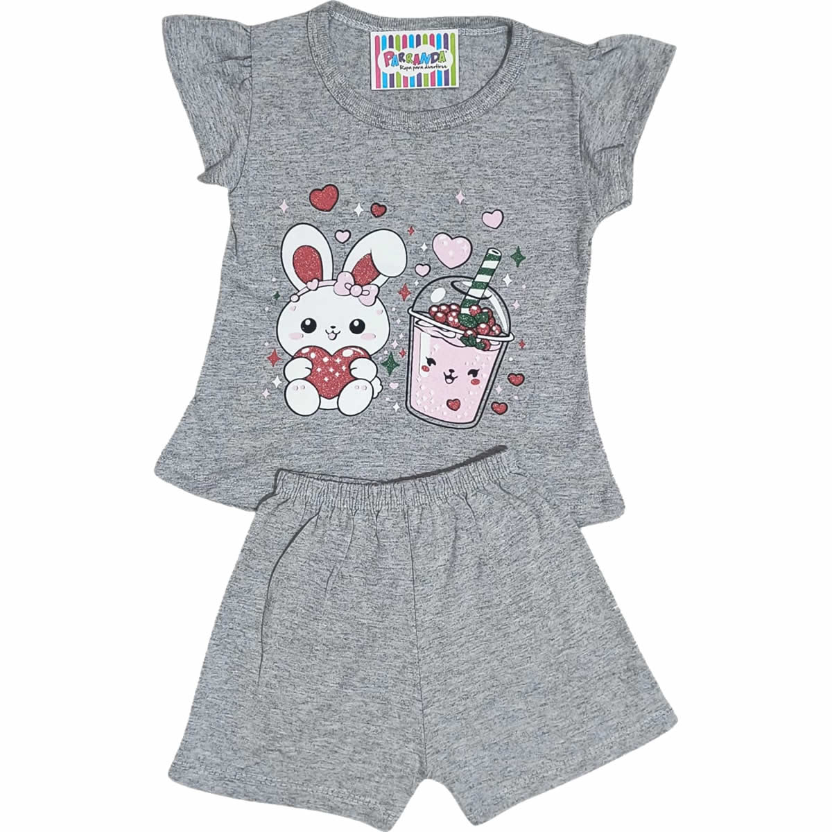 Art 2116 / Conjunto Remera y Short de Algodon con Brillo - talle 2 al 6 - Image 4