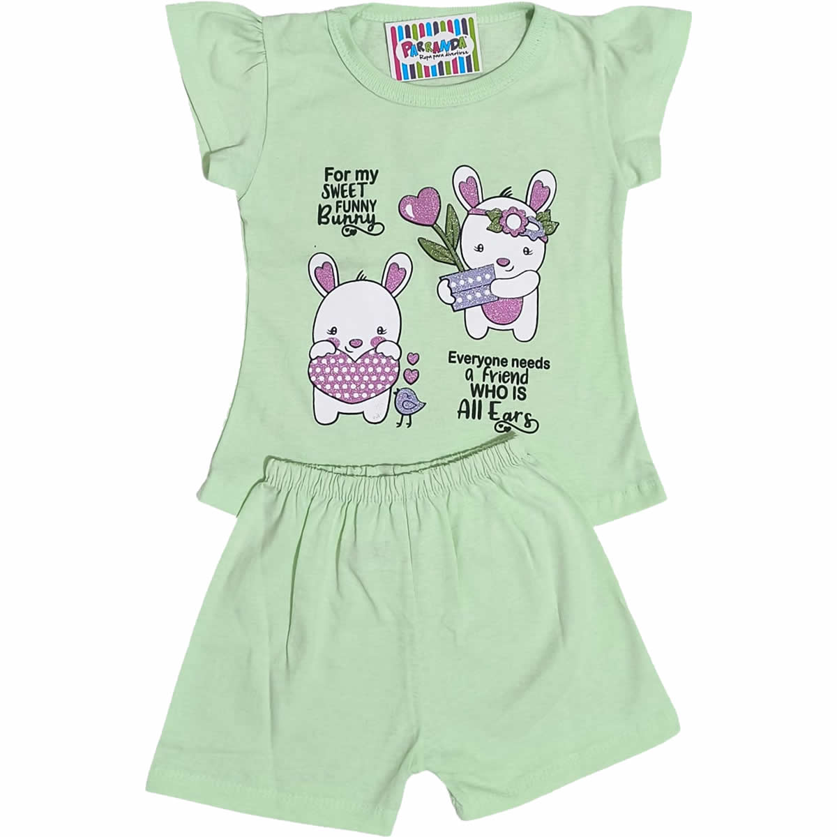 Art 2116 / Conjunto Remera y Short de Algodon con Brillo - talle 2 al 6 - Image 2