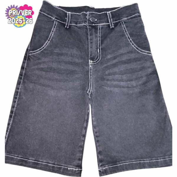 Art 2331 / Bermuda MOM Amplia Jean Elastizado gris oscuro con vivo Talle 6 al 16