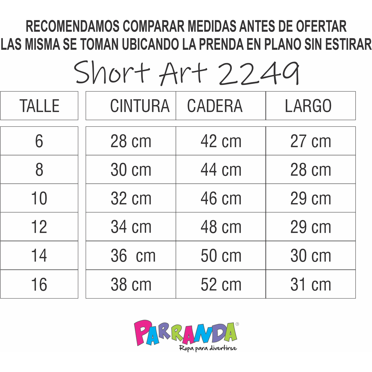 Art 2249 / Short Fresco Tela Cey - Talle 6 al 16 - Image 7