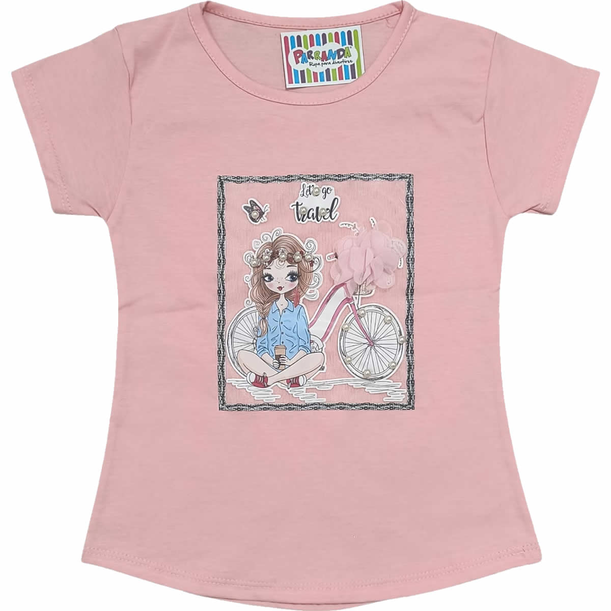 Art 2251 / Remeras de Algodón Peinado Con Aplique perlas talle 4 al 16 - Image 2