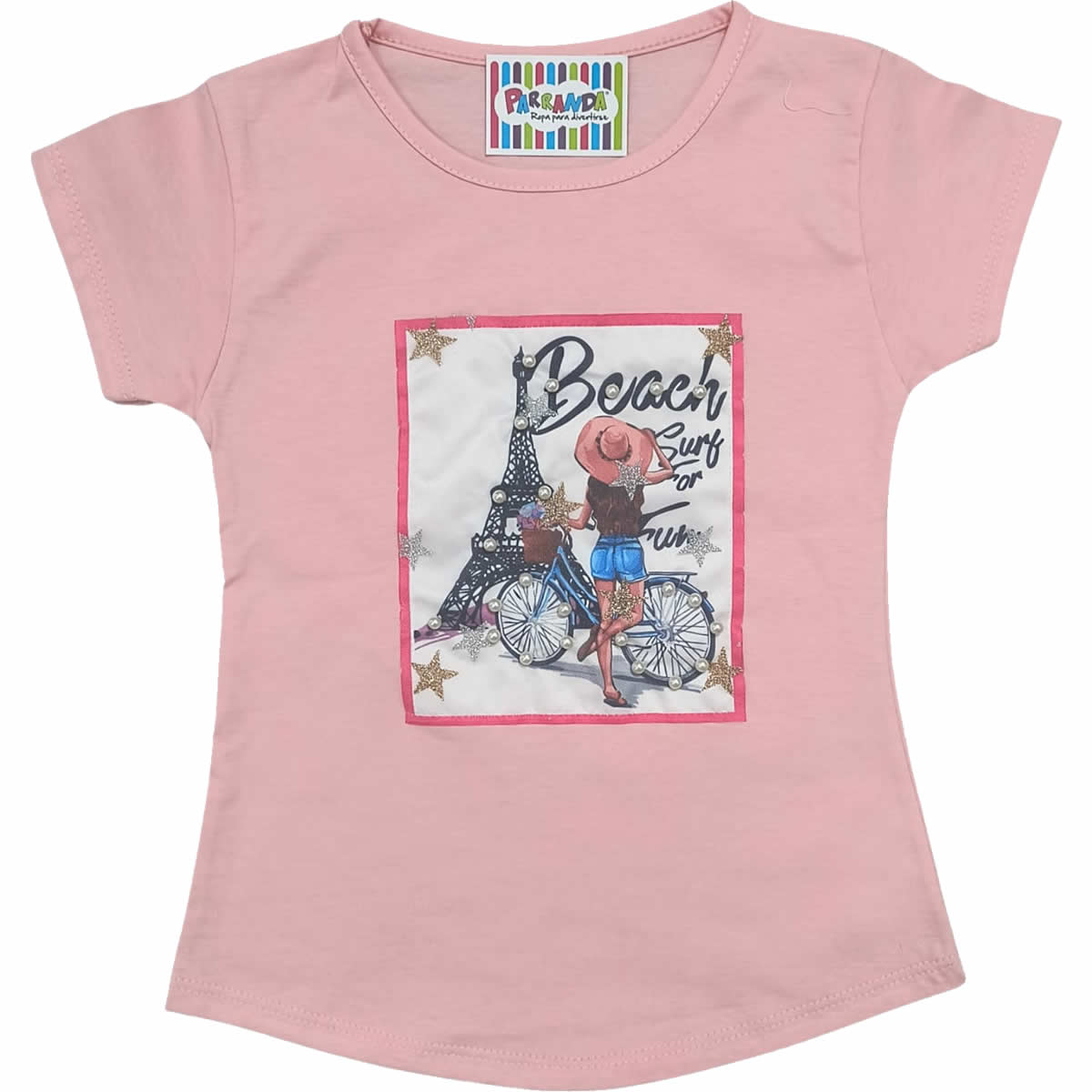 Art 2251 / Remeras de Algodón Peinado Con Aplique perlas talle 4 al 16 - Image 3