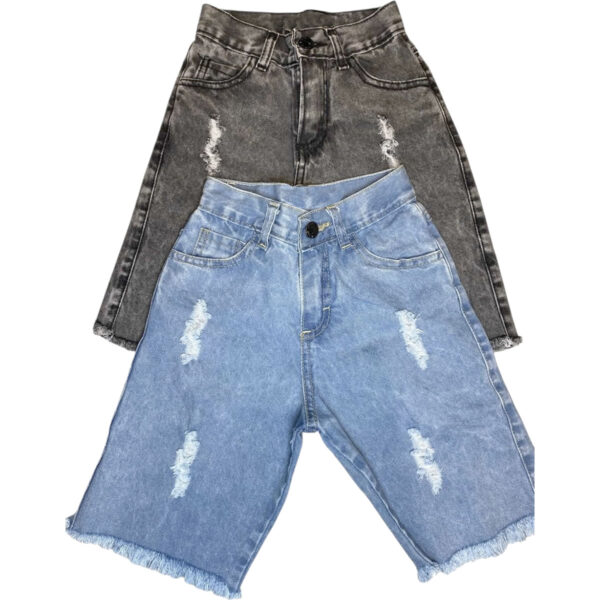 Art 2335 / Bermuda Jean con rotura Gris y Azul Talle 4 al 16