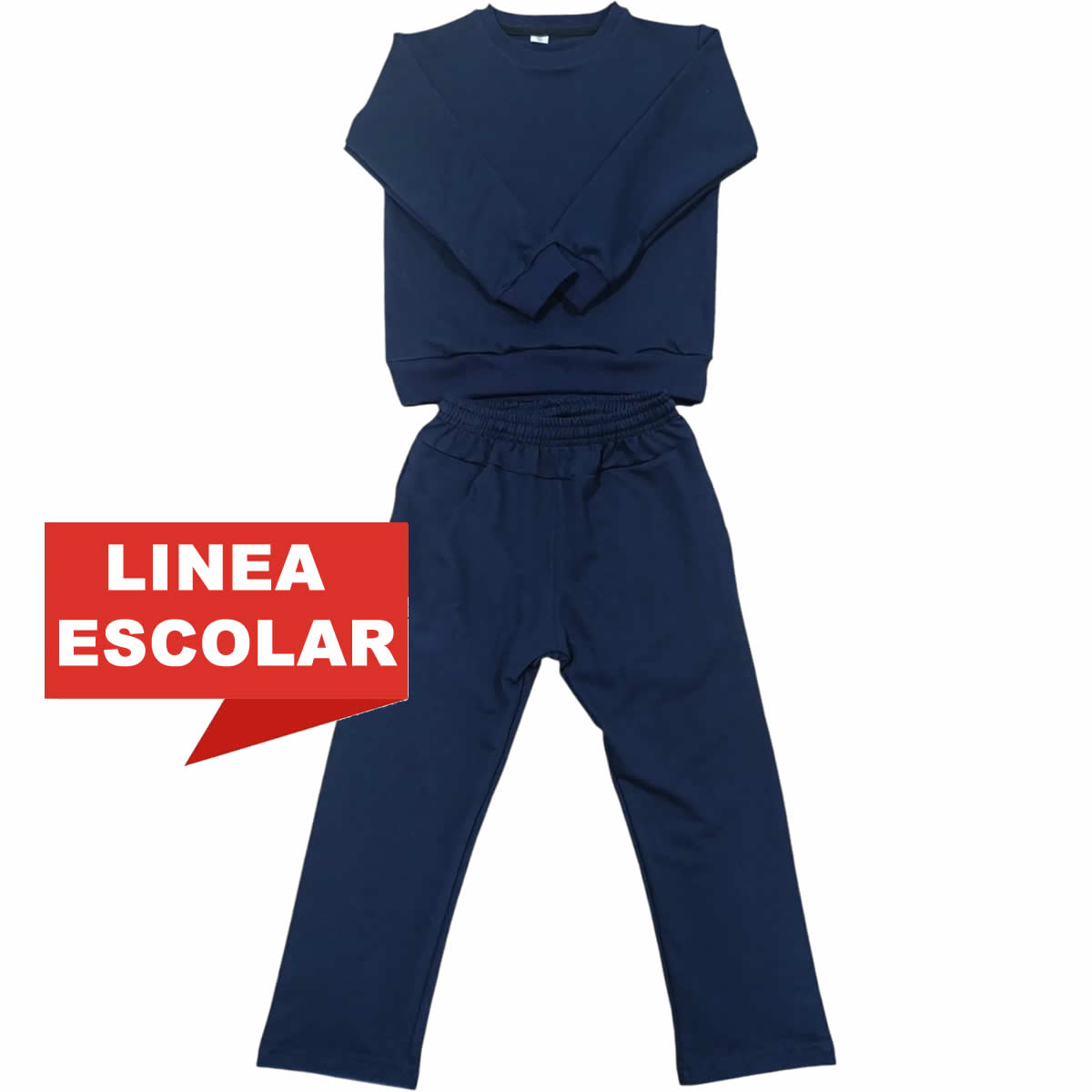 Art 2338 / Conjunto Escolar Buzo y Pantalon Azul de Algodon Rustico 6 al 16 - Image 2