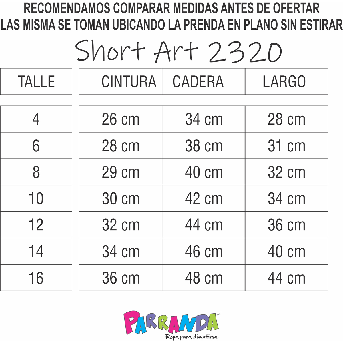 Art 2320 / Short Clasico Liso Algodon Rustico 6 al 16 - Image 2