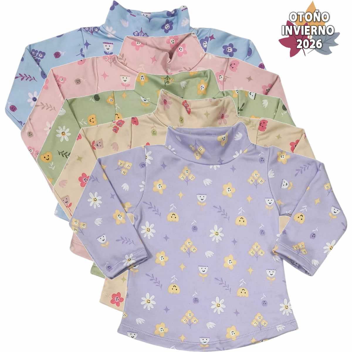 Art 2502 / Media Polera Algodon Soft Frizado talle 2 al 6