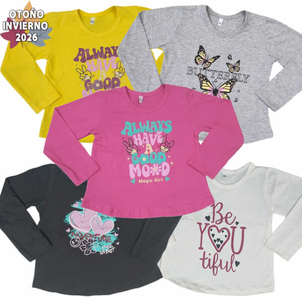 Art 2605 / Remeras de Algodon Peinado Anchas Talle 4 al 16