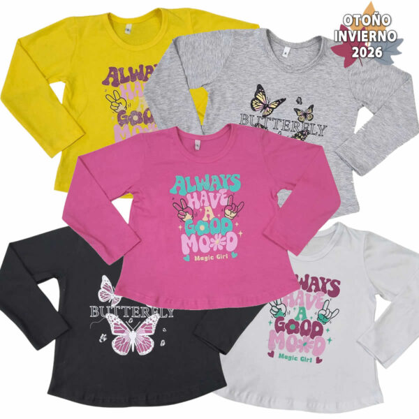 Art 2605 / Remeras de Algodon Peinado Anchas Talle 4 al 16